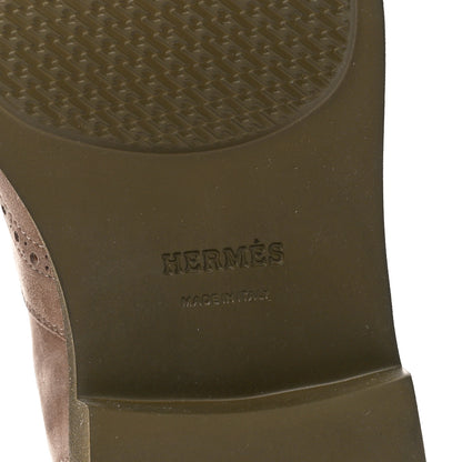 Hermes Suede Goatskin Mens Ebony Chelsea Ankle Boots 42 Beige 6 of 9