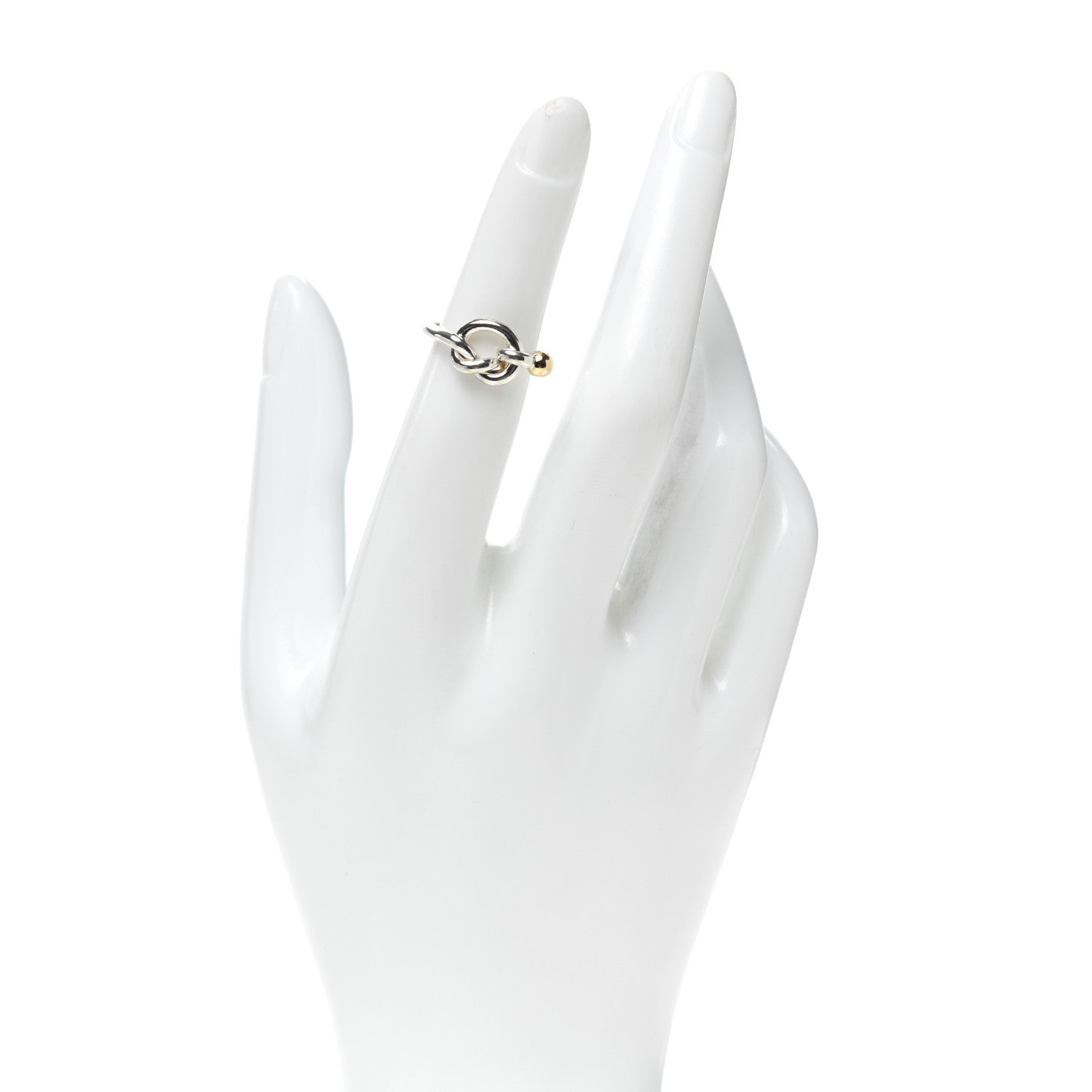 Tiffany Sterling Silver 18K Yellow Gold Love Knot Ring 48 4.5 2 of 4