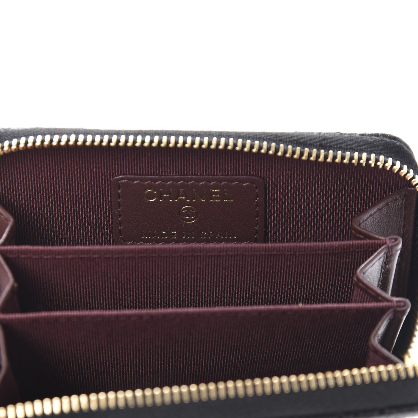 Caviar Quilted Zip Coin Purse Black