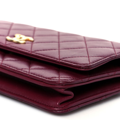 Chanel Lambskin Quilted Top Handle Wallet On Chain WOC  Burgundy 11 of 11