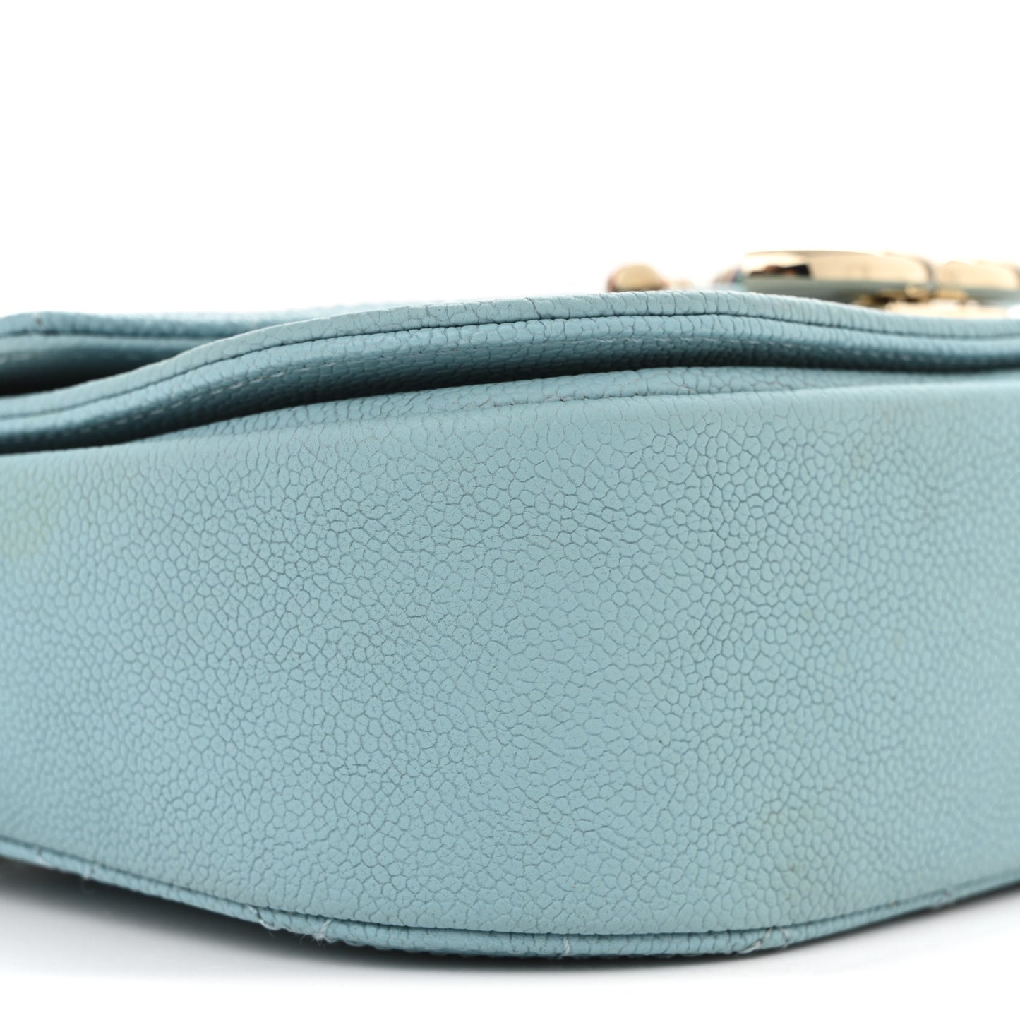 Grained Calfskin Quilted Small Cuba Top Handle Flap Blue
