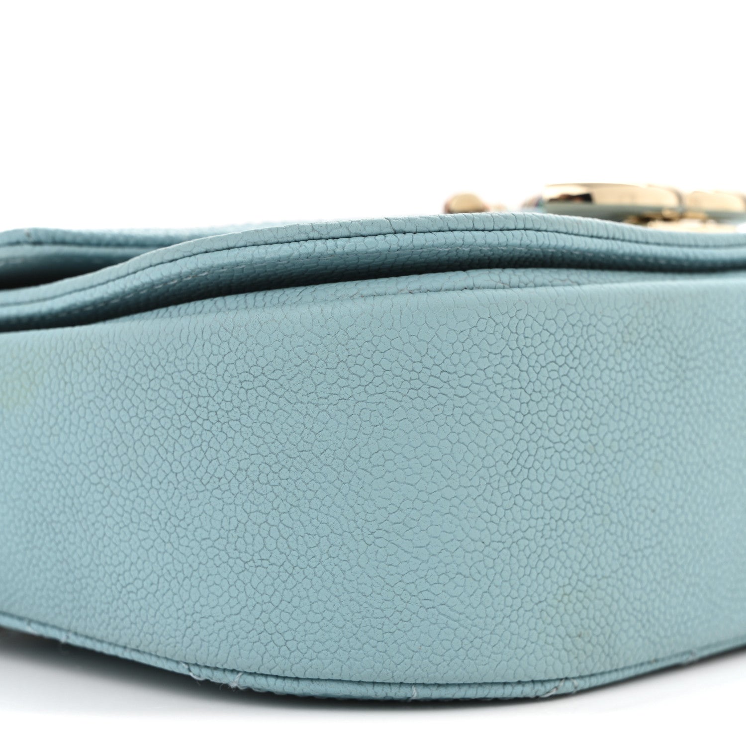 Chanel Grained Calfskin Quilted Small Cuba Top Handle Flap Blue 9 of 10