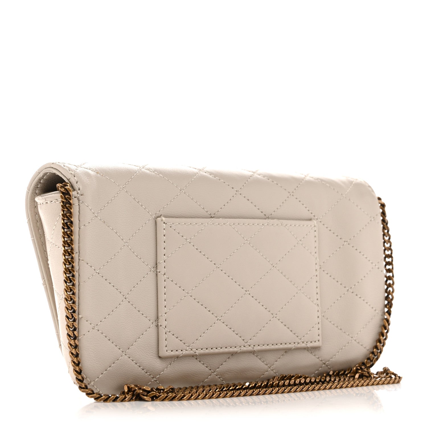 Saint Laurent Lambskin Quilted Gaby Phone Holder Crossbody Crema Soft 2 of 13