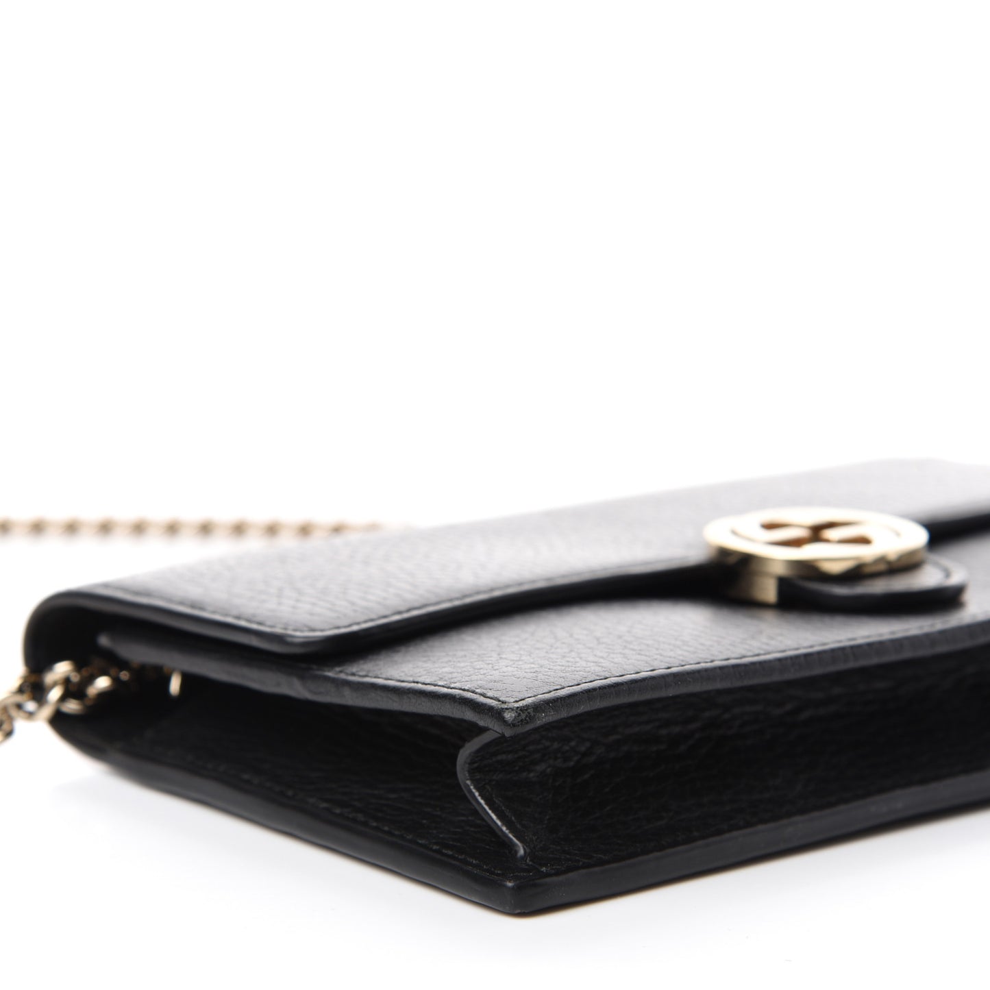 Dollar Calfskin Interlocking G Chain Wallet Black