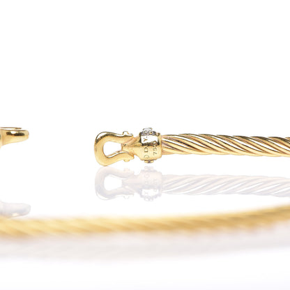 David Yurman 18K Yellow Gold Diamond 2.6mm Cable Collectibles Buckle Bracelet 4 of 4