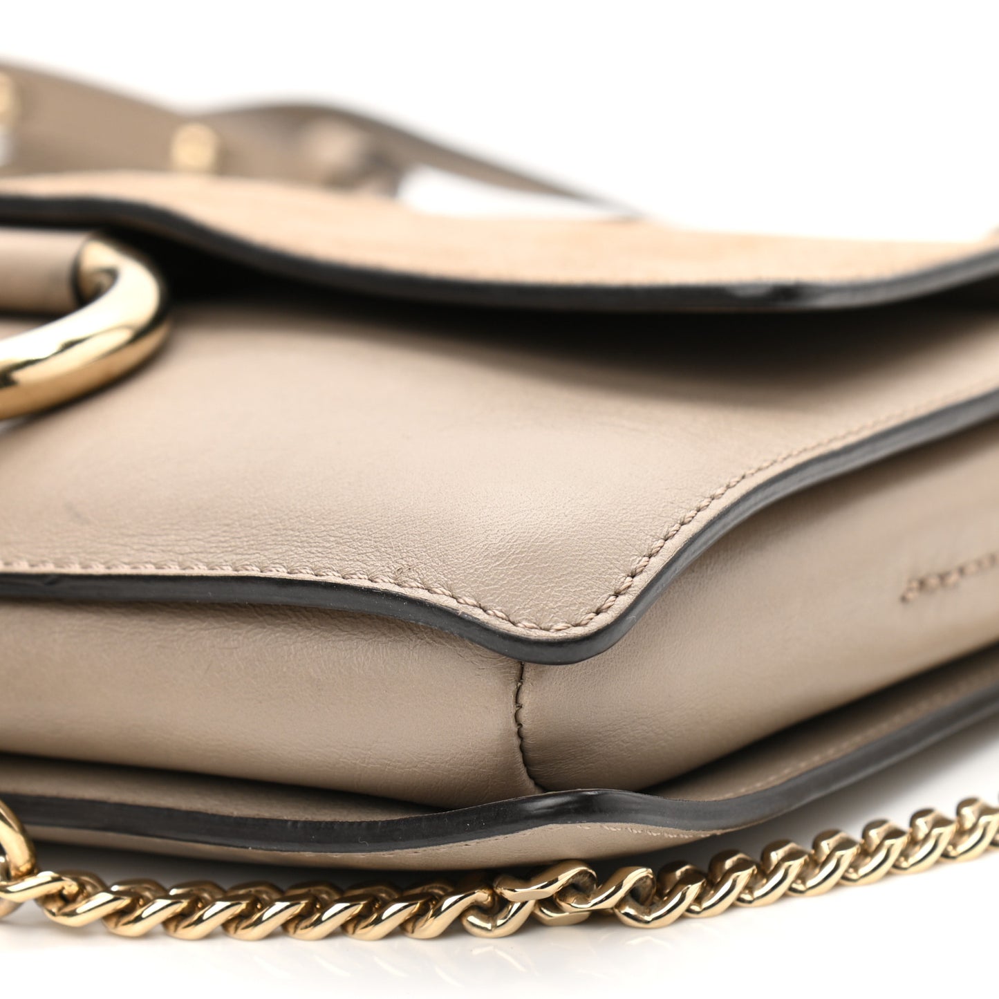 Suede Calfskin Small Faye Shoulder Bag Motty Grey