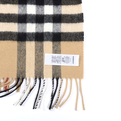 Burberry Cashmere Giant Check Fringe Scarf Archive Beige 4 of 4