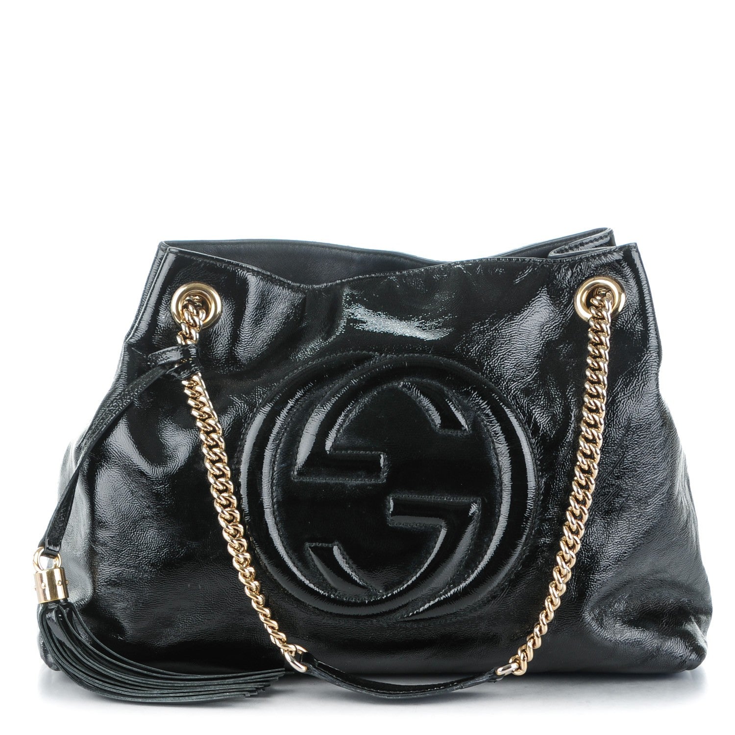 Gucci Patent Medium Soho Chain Shoulder Bag Black 1 of 7