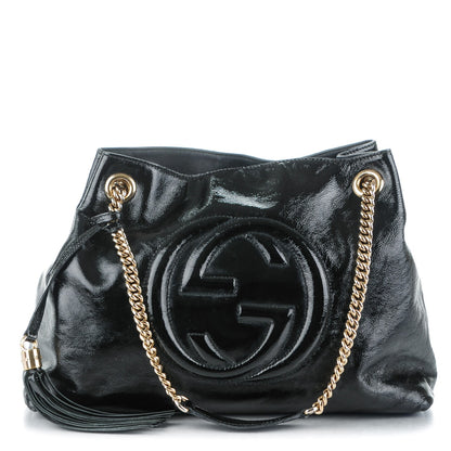 Gucci Patent Medium Soho Chain Shoulder Bag Black 1 of 7