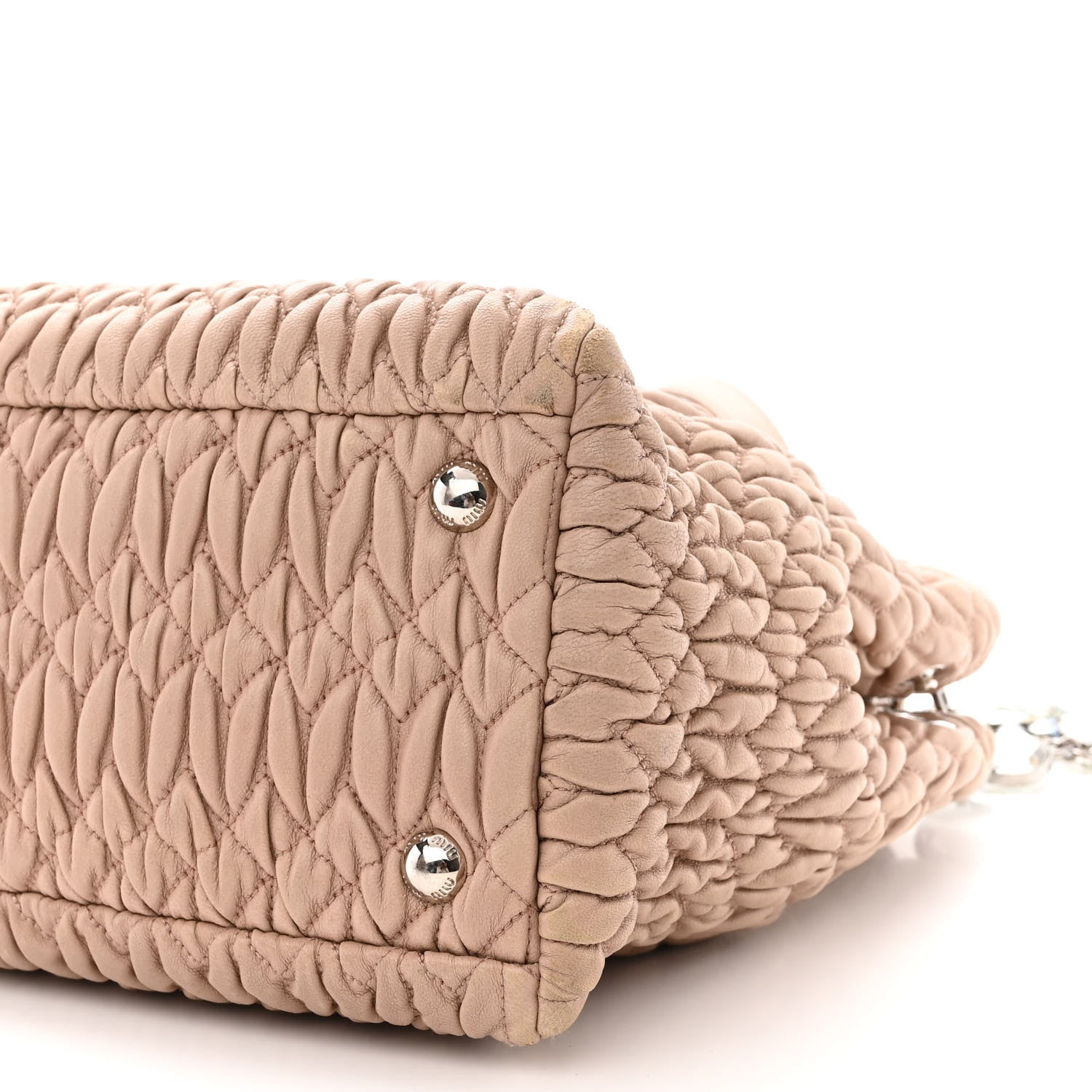 Miu Miu Nappa Matelasse Swarovski Crystal Tote Cammeo 11 of 14