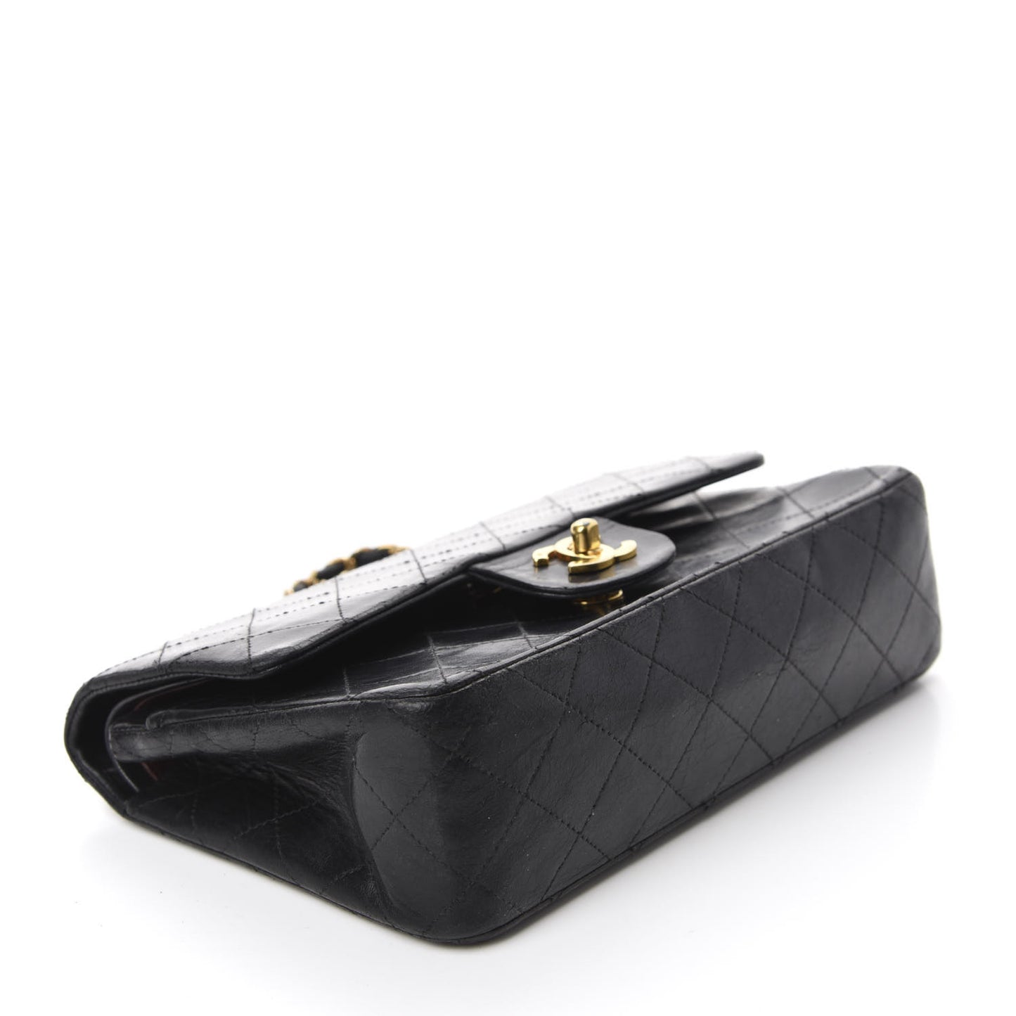 Lambskin Quilted Small Double Flap Black