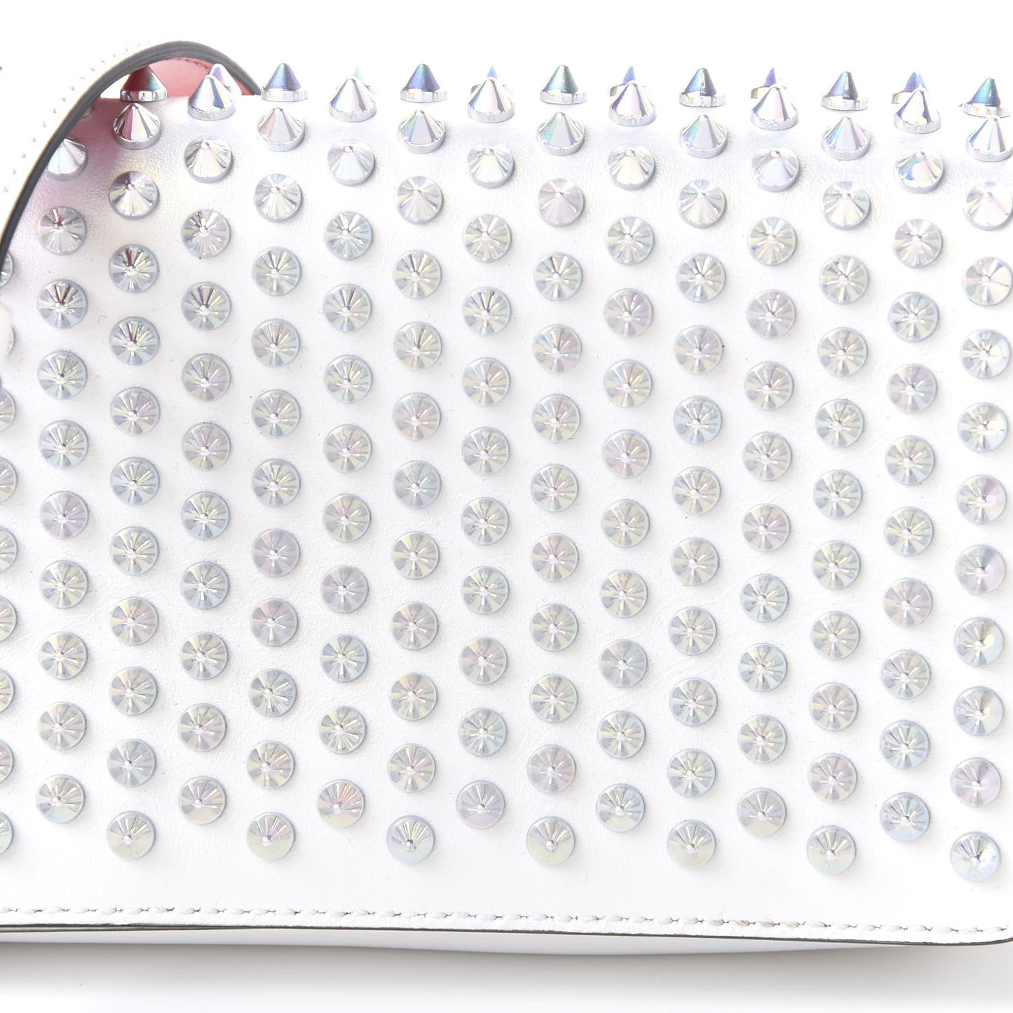 Calfskin Spiked Zoompouch Crossbody White