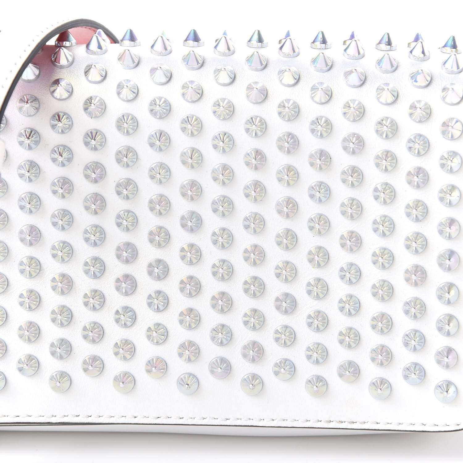 Christian Louboutin Calfskin Spiked Zoompouch Crossbody White 9 of 10