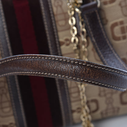 Gucci Horsebit Canvas Large Treasure Boston Tote Dark Brown 23 of 24