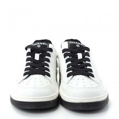 Chanel Calfskin Womens Logo Sneakers 40 Black White 3 of 11