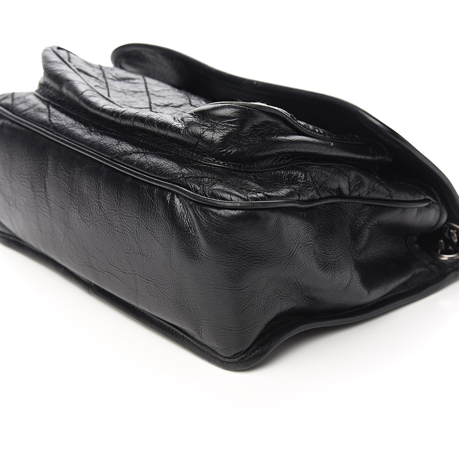 Saint Laurent Crinkled Calfskin Matelasse Monogram Medium Niki Chain Satchel Black 8 of 10