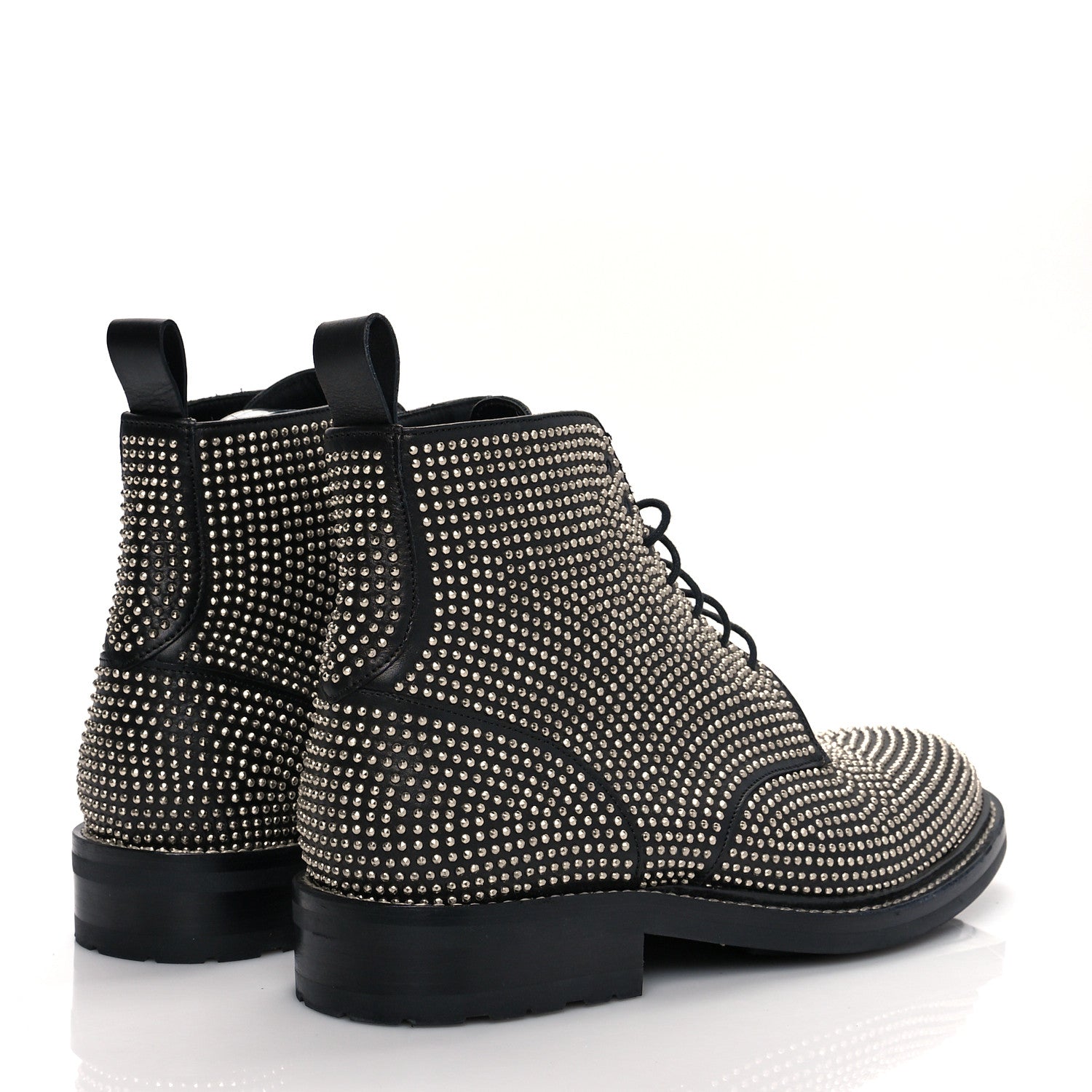 Saint Laurent Calfskin Mens Studded Lace Up Boots 41.5 Black 4 of 8