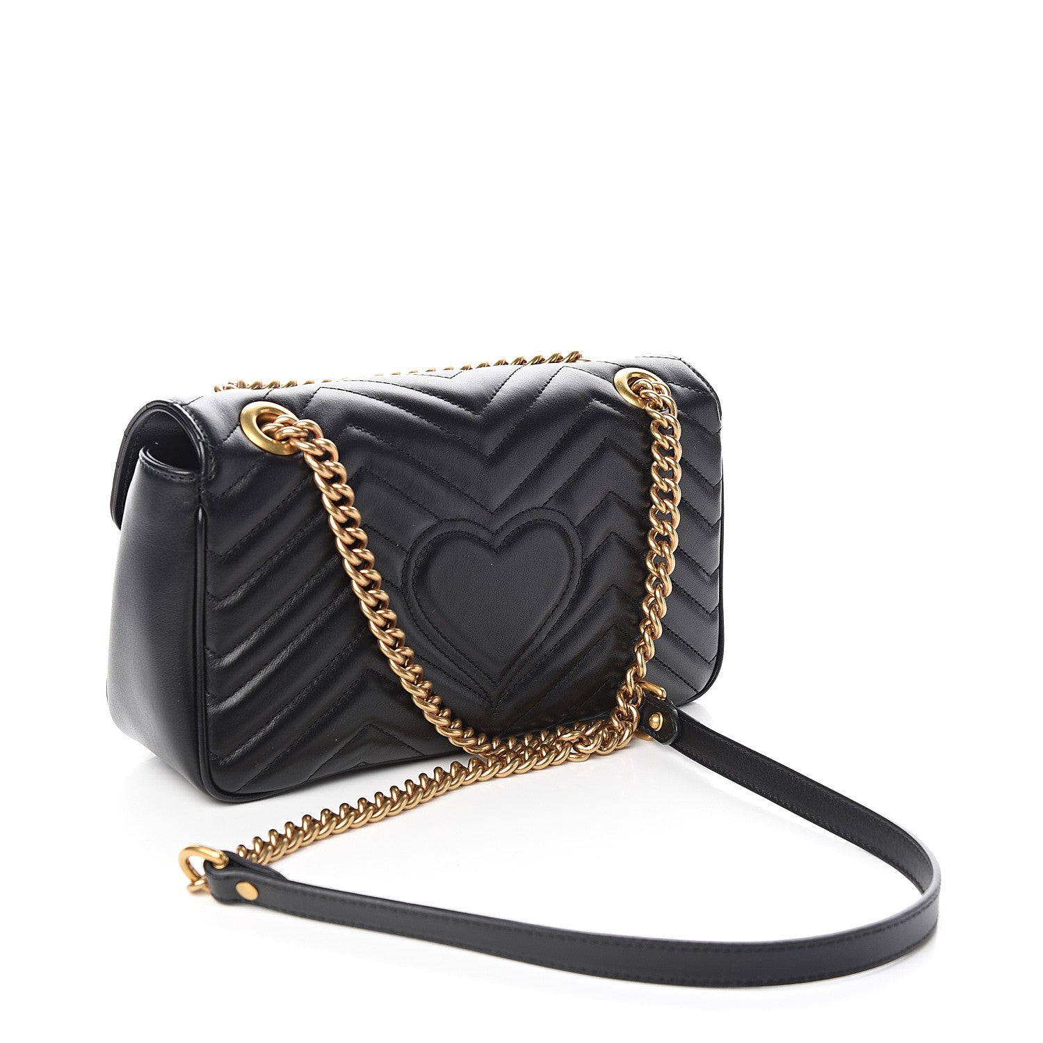 Gucci Calfskin Matelasse Small GG Marmont Shoulder Bag Black 2 of 9
