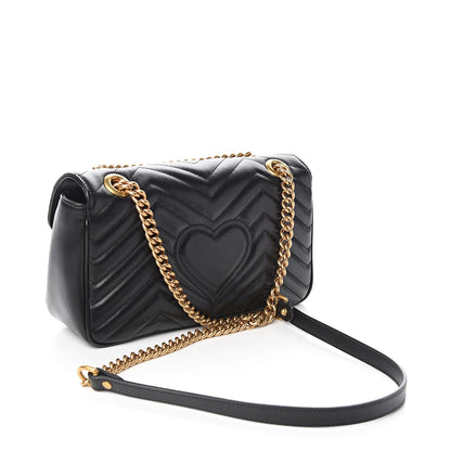 Gucci Calfskin Matelasse Small GG Marmont Shoulder Bag Black 2 of 9