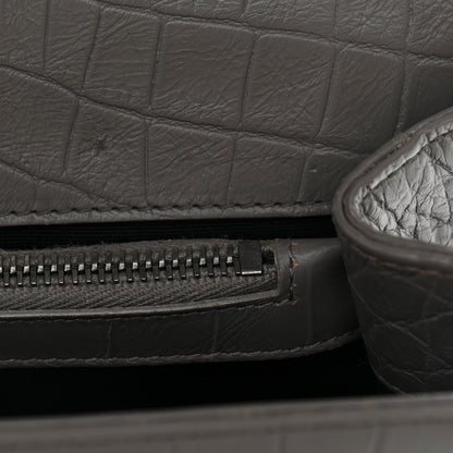 Saint Laurent Calfskin Crocodile Embossed Medium College Monogram Satchel Gray 11 of 11