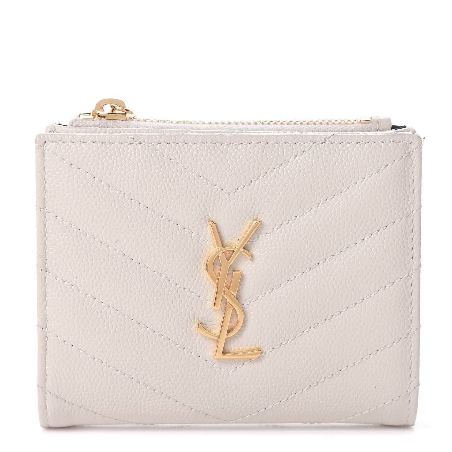 Grain De Poudre Matelasse Chevron Monogram Zipped Card Case Crema Soft