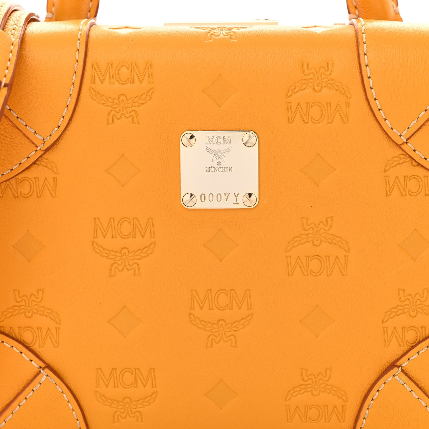 MCM Calfskin Ottomar Monogram Soft Berlin Crossbody Golden Mango 8 of 10