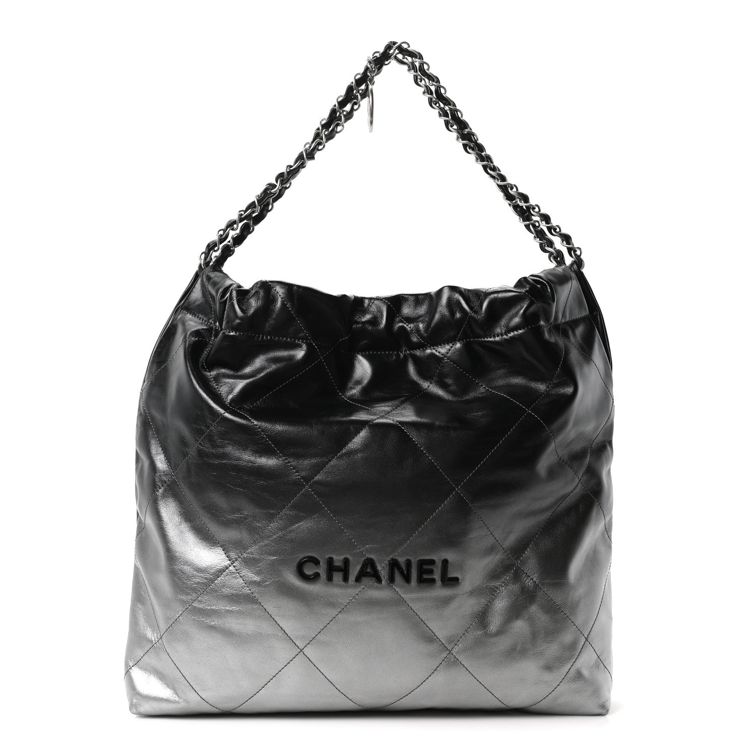 Chanel Metallic Shaded Calfskin Quilted Chanel 22 Black Silver 1 of 11