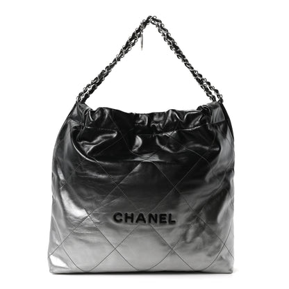 Chanel Metallic Shaded Calfskin Quilted Chanel 22 Black Silver 1 of 11