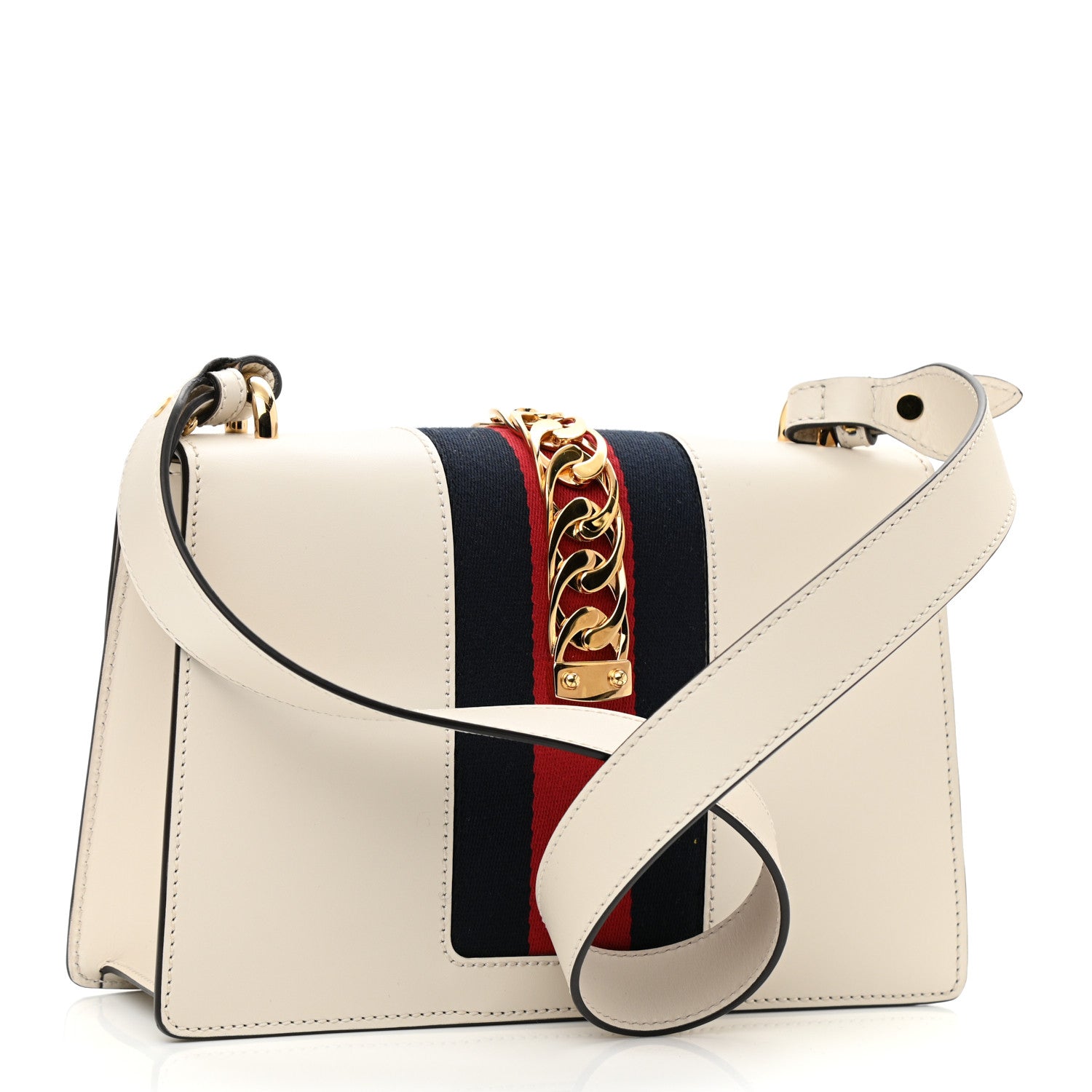 Gucci Calfskin Small Sylvie Shoulder Bag Off White 3 of 9