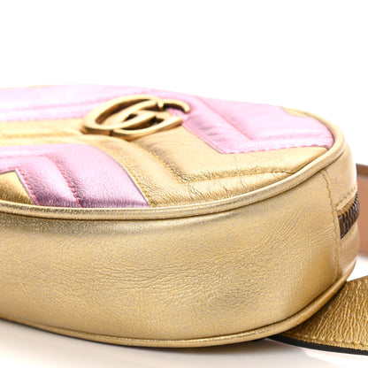 Gucci Metallic Nappa Matelasse Heart GG Marmont Belt Bag 95 38 Oro Vecchio Rosa 6 of 11