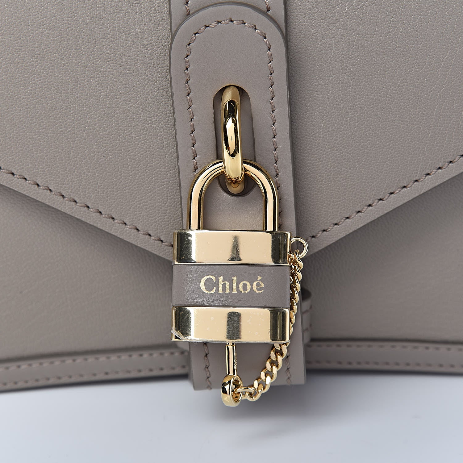 Chloe Shiny Goatskin Calfskin Aby Chain Shoulder Bag Motty Grey 9 of 10