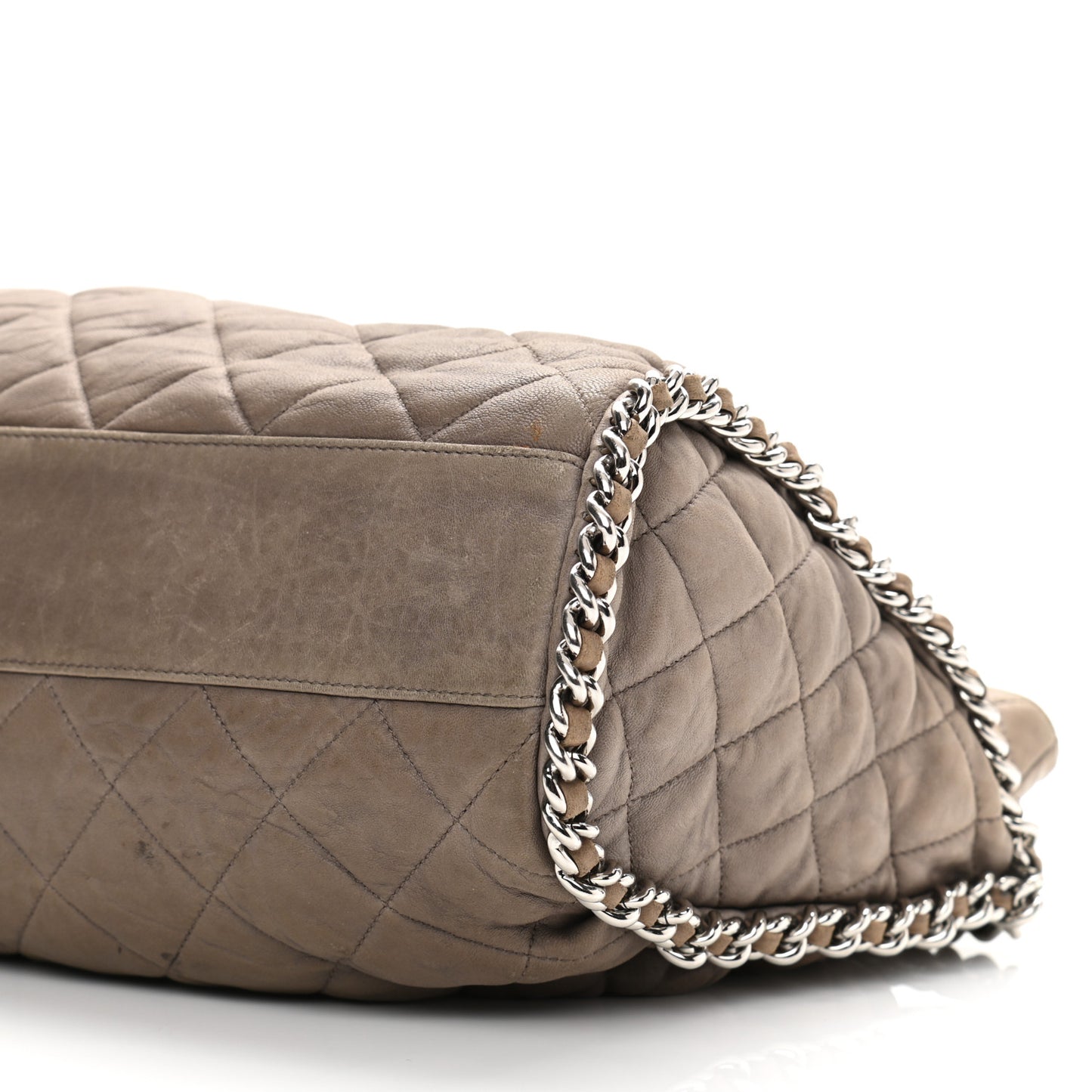 Washed Lambskin Chain Around Hobo Taupe