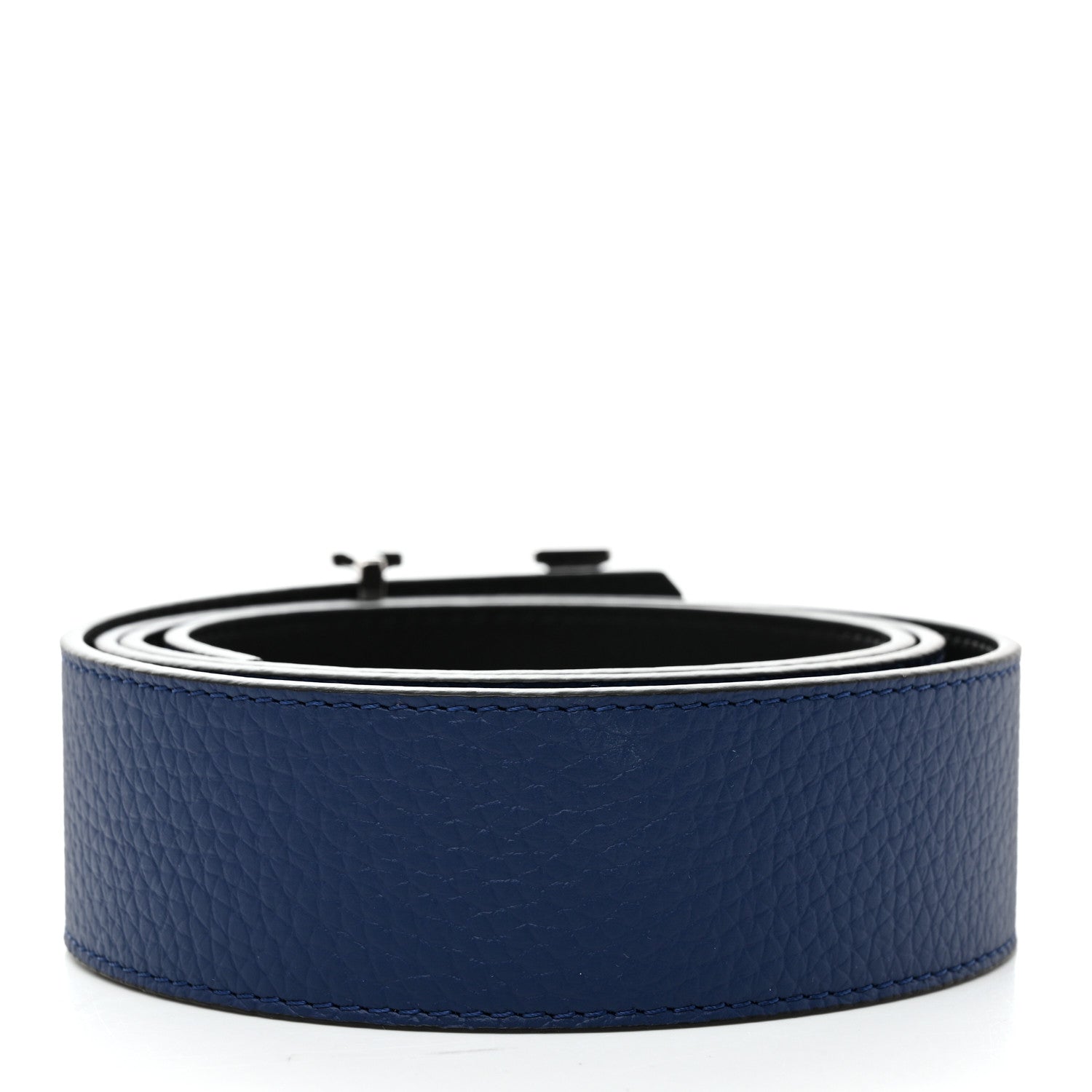 Louis Vuitton Calfskin 40mm Damier LV Reversible Belt 100 40 Black Midnight Navy 3 of 7