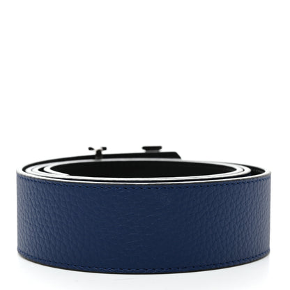 Louis Vuitton Calfskin 40mm Damier LV Reversible Belt 100 40 Black Midnight Navy 3 of 7