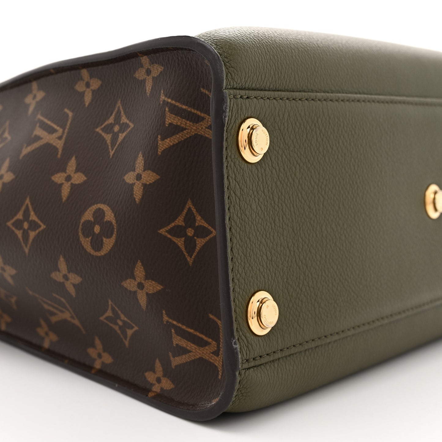 Calfskin Monogram On My Side MM Laurier Green Toffee Latte Beige