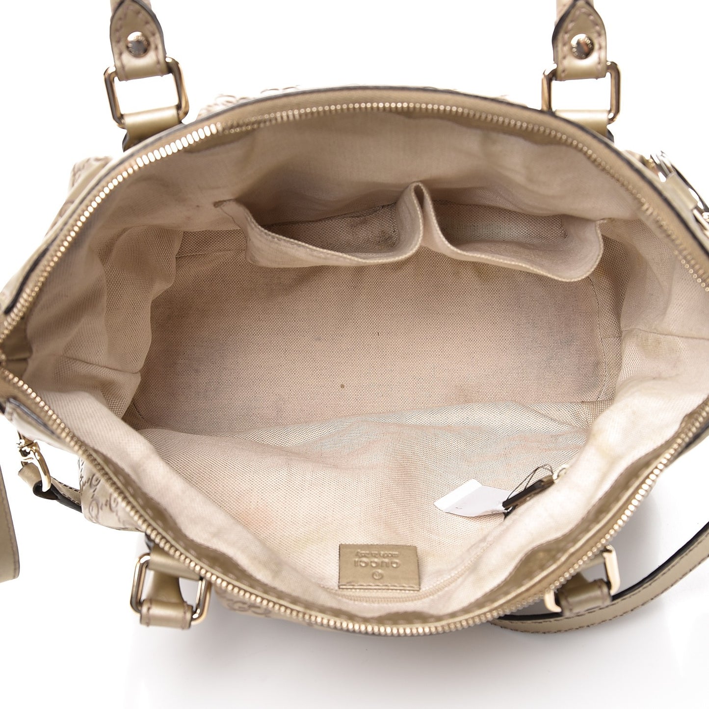 Metallic Soft Guccissima Medium Sukey Top Handle Bag Champagne