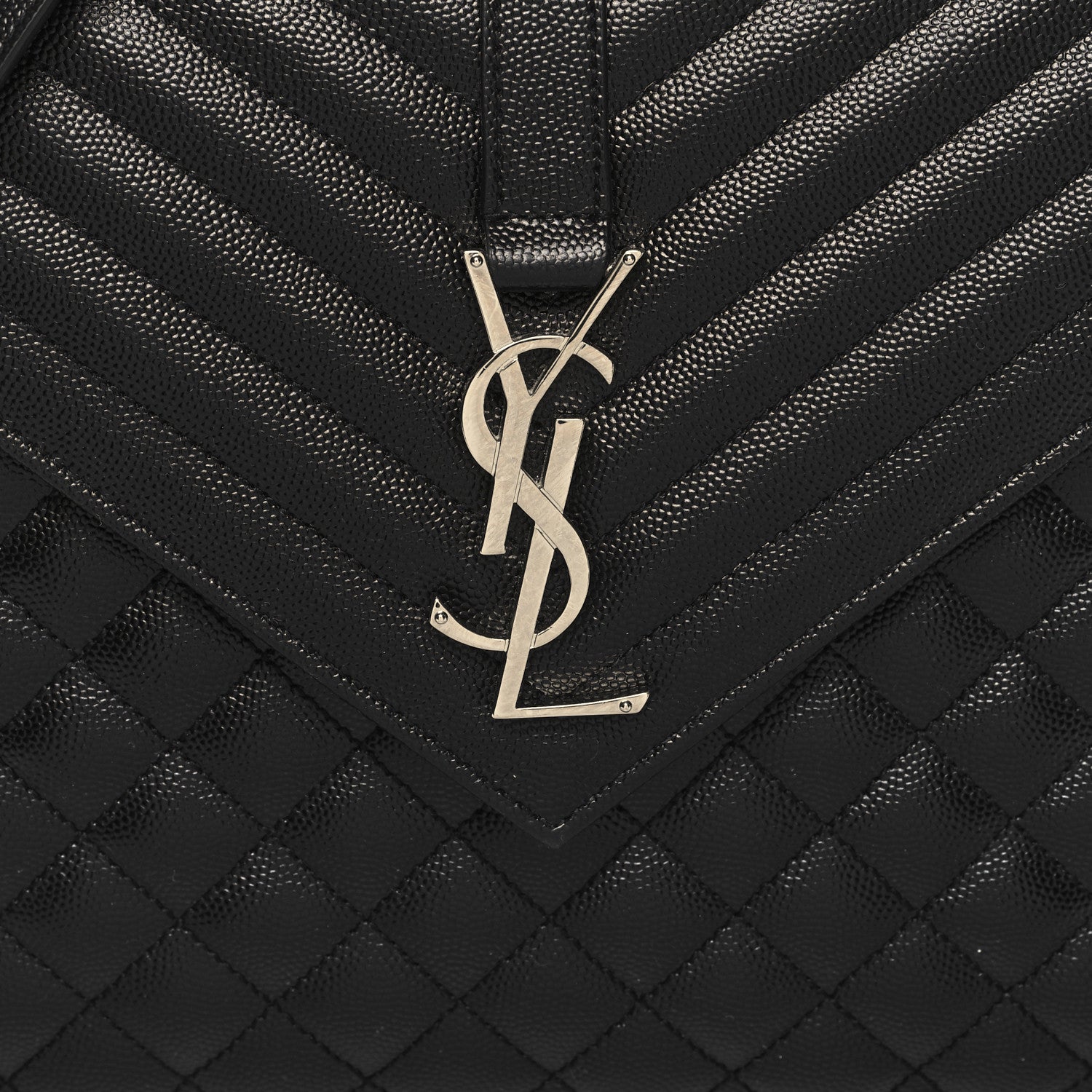 Saint Laurent Grain De Poudre Textured Mixed Matelasse Large Triquilt Monogram Satchel Black 8 of 10