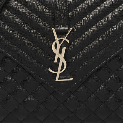 Saint Laurent Grain De Poudre Textured Mixed Matelasse Large Triquilt Monogram Satchel Black 8 of 10
