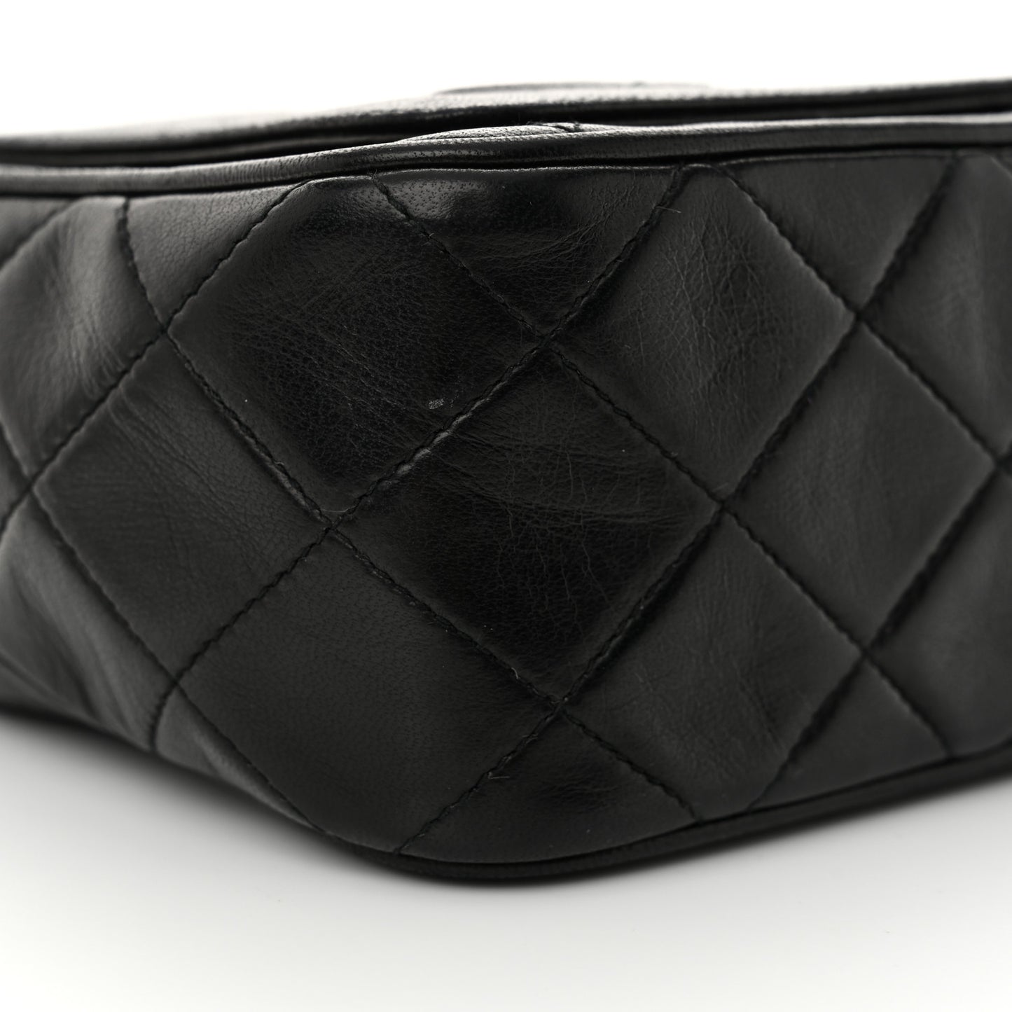 Lambskin Quilted Tassel Camera Case Black