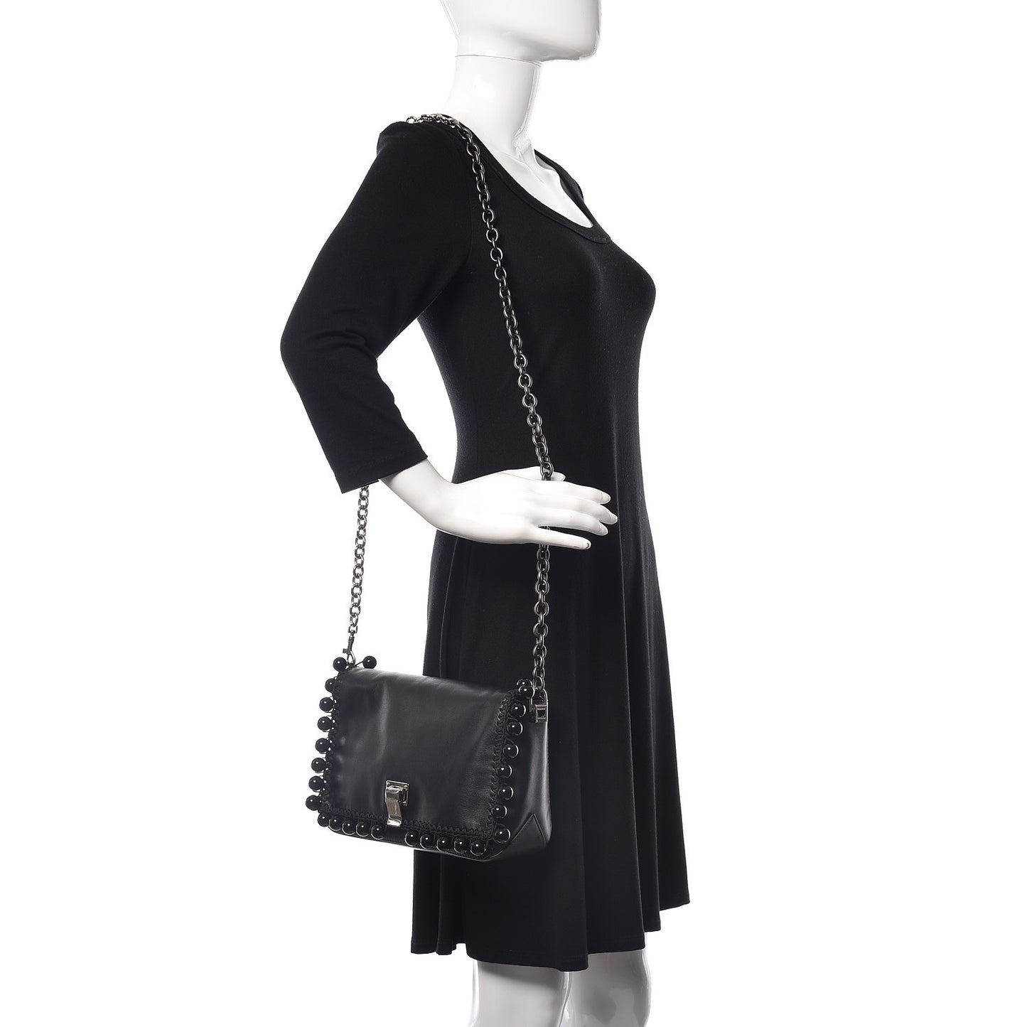 Calfskin Small Spheres Courier Black