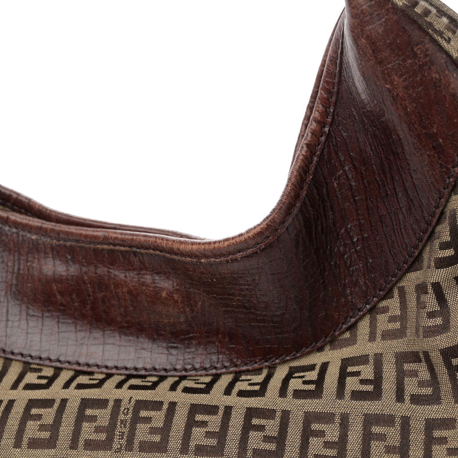 Fendi Zucchino Vitello Clip Hobo Mogano Panna Bruciato 11 of 12