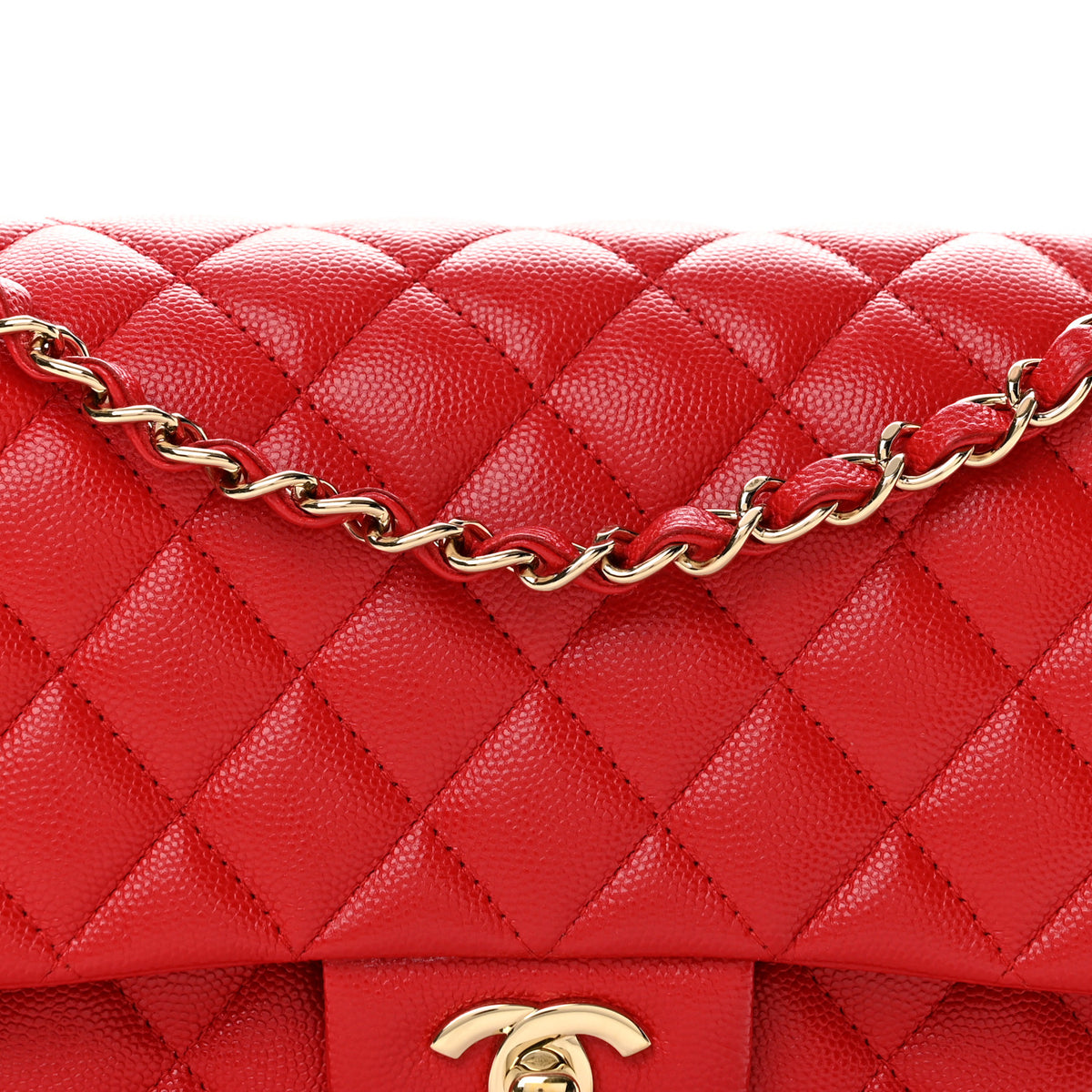 Chanel Caviar Quilted Medium Double Flap Red 8 of 13