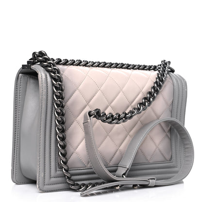 Chanel Calfskin Ombre Quilted New Medium Boy Flap Grey Beige 2 of 16