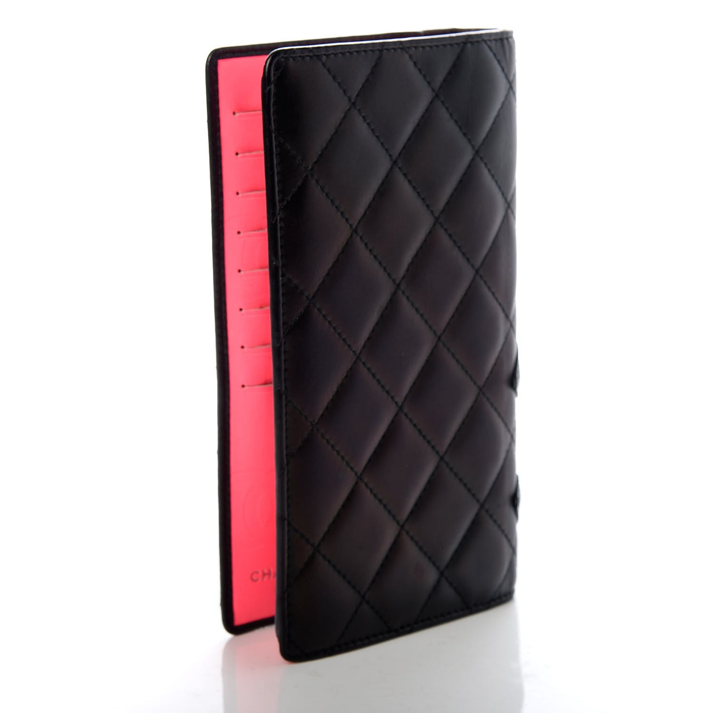Calfskin Quilted Cambon Yen Wallet Black