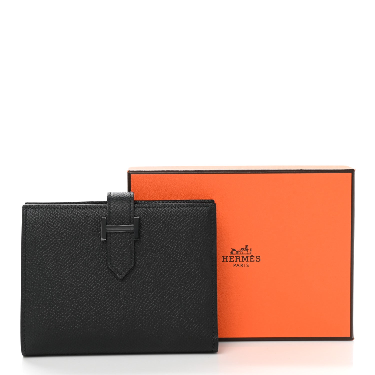 Hermes Epsom Monochrome Bearn Compact Wallet Black 9 of 9