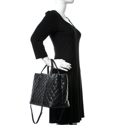 Chanel Calfskin Quilted Small Easy Shopping Tote Black 3 of 13