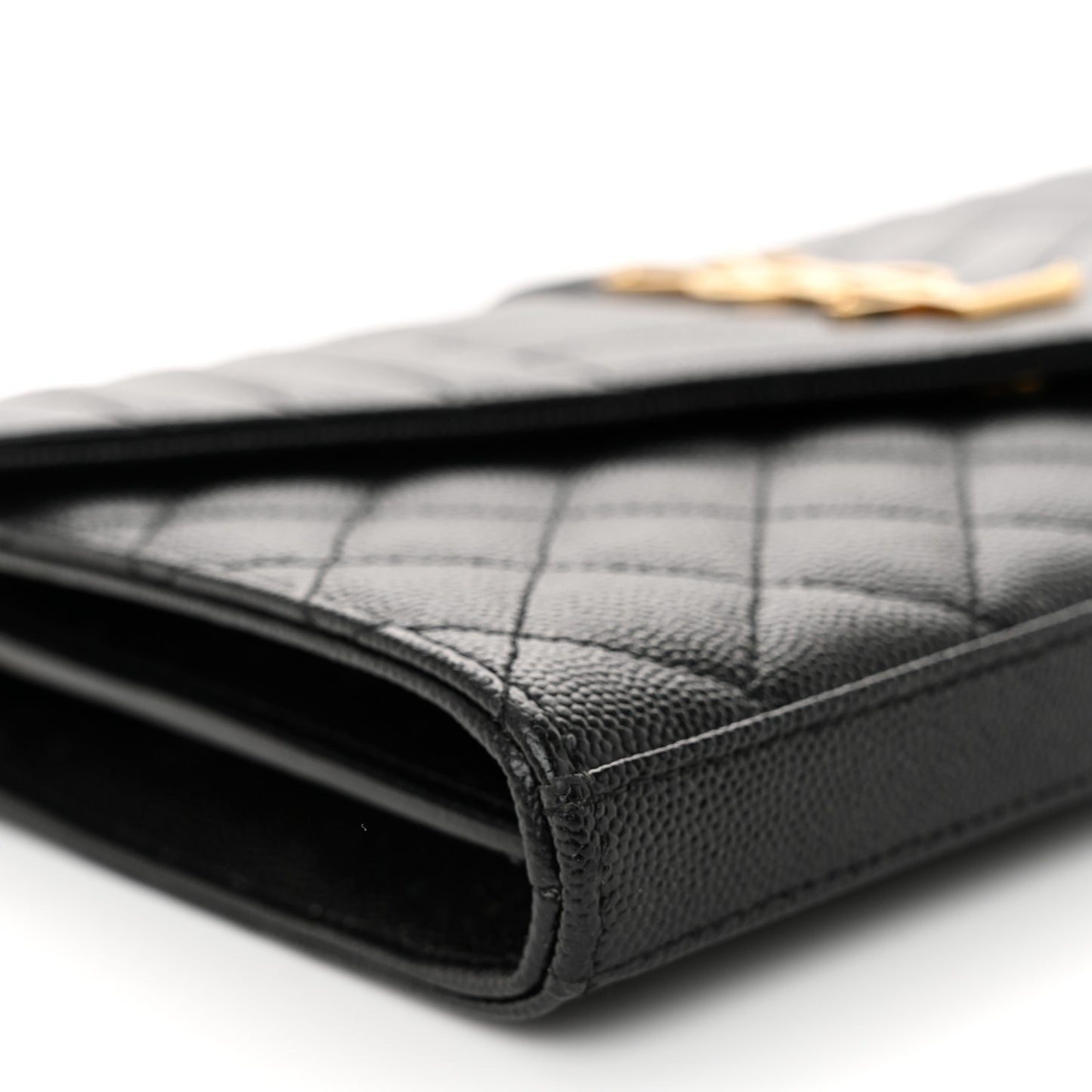 Grain De Poudre Mixed Matelasse Triquilt Monogram Chain Wallet Black