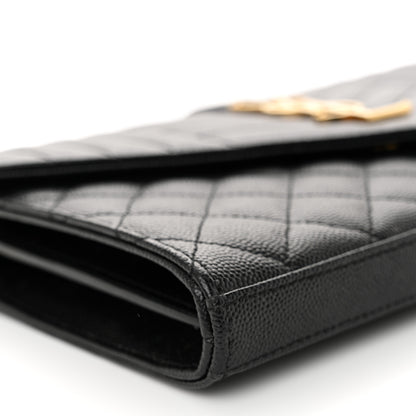 Saint Laurent Grain De Poudre Mixed Matelasse Triquilt Monogram Chain Wallet Black 8 of 10