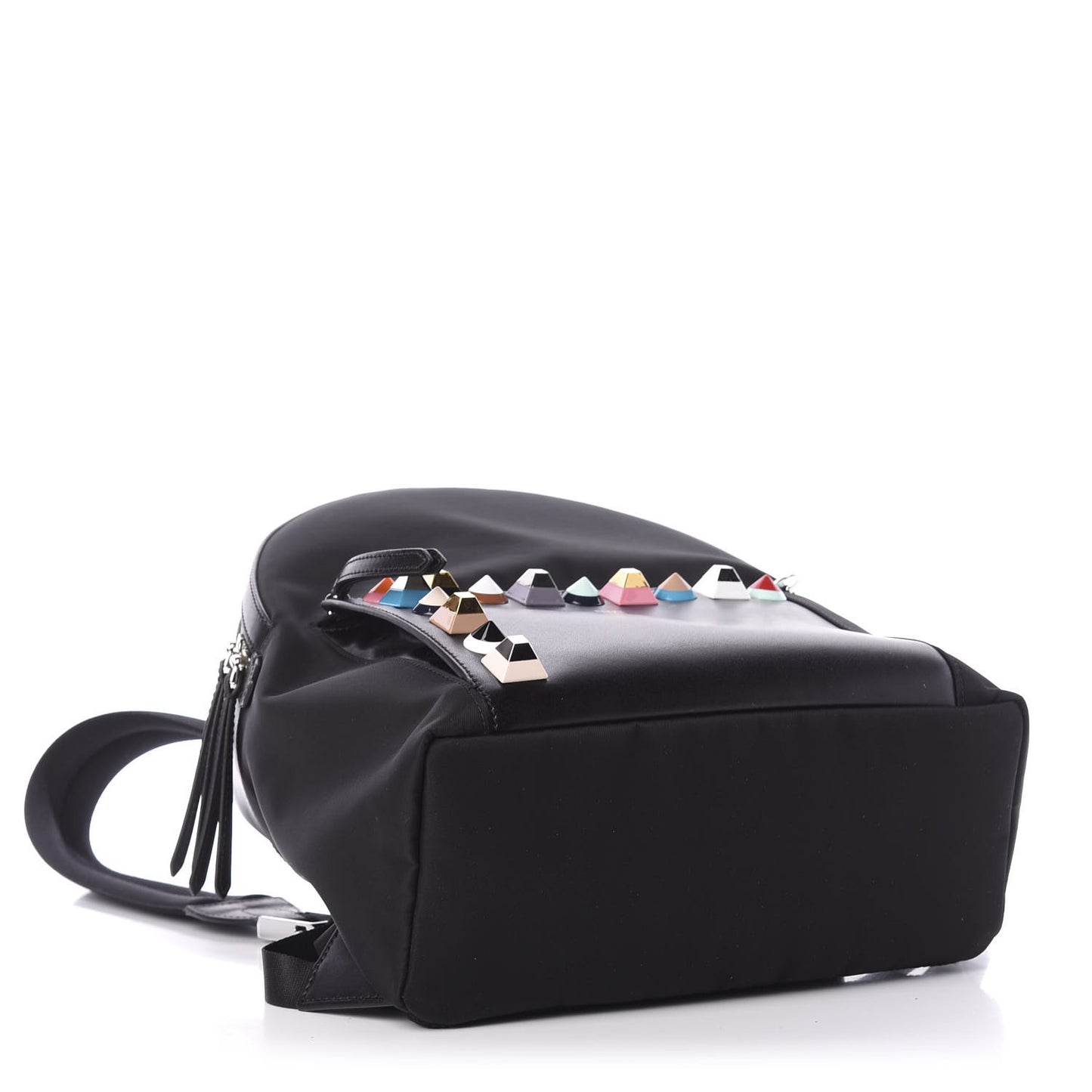 Vitello Nylon Studded Backpack Black