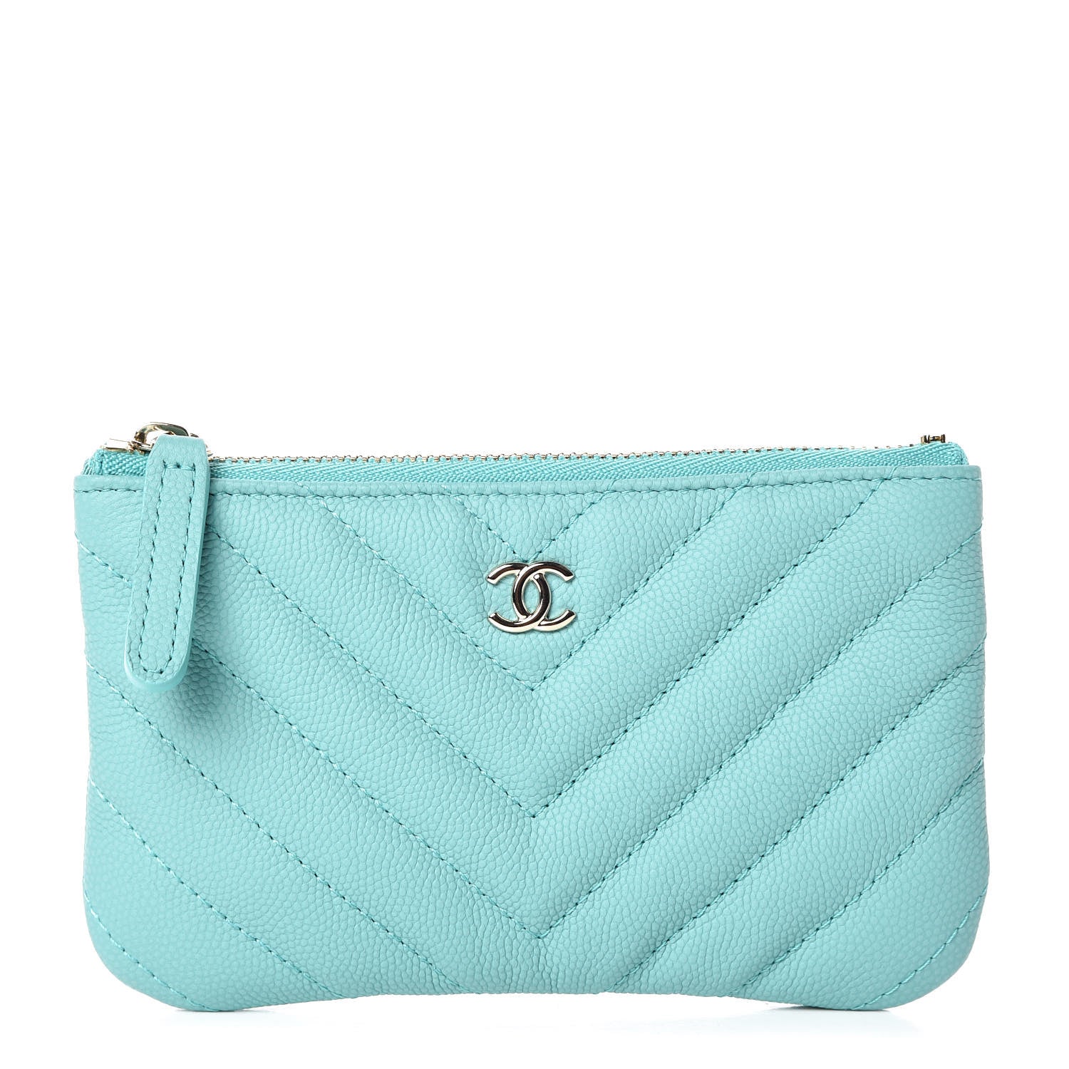 Chanel Caviar Chevron Quilted Small Cosmetic Case Green 1 of 10